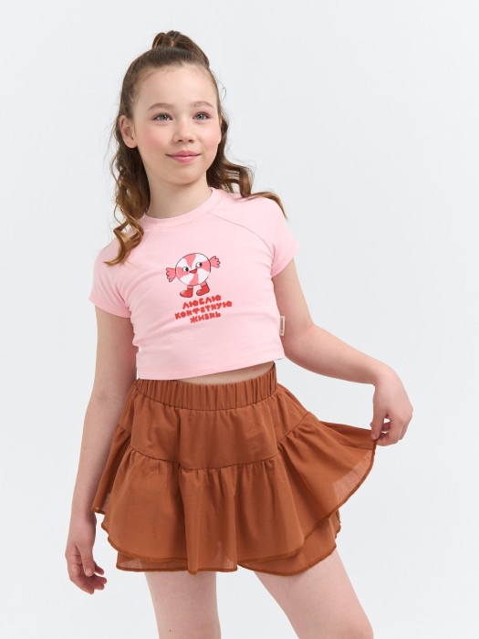 футболка укороченная "конфетная жизнь" 7+ из россии вид сбоку