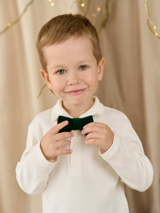 галстук-бабочка "изумруд" 0+ от бренда bungly вид слева