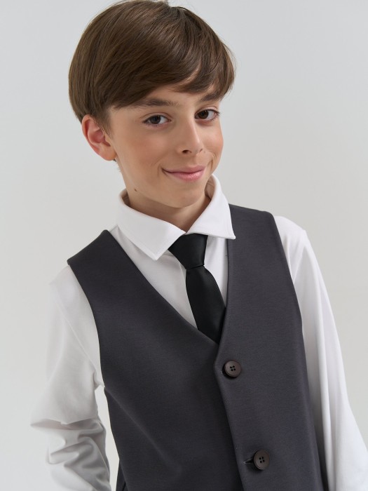 галстук с фиксатором "черный" повседневного стиля с лицевой стороны