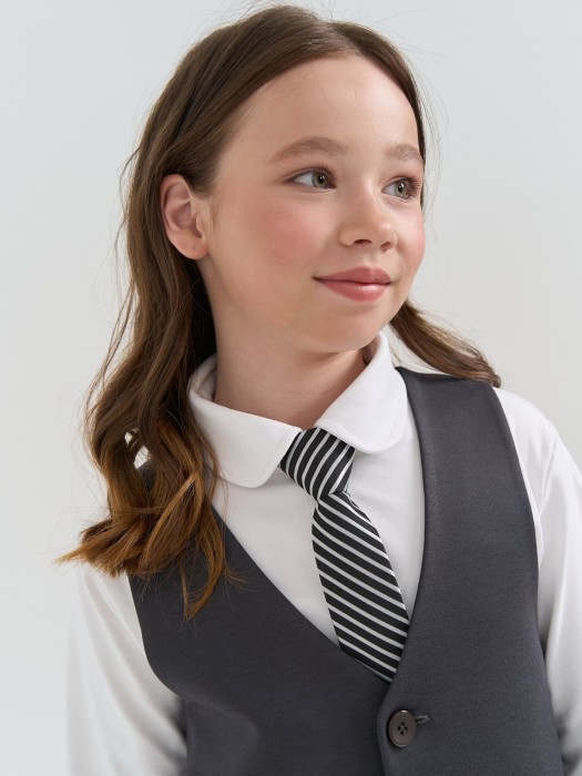 галстук с фиксатором "полоска" 7+ повседневного стиля с лицевой стороны