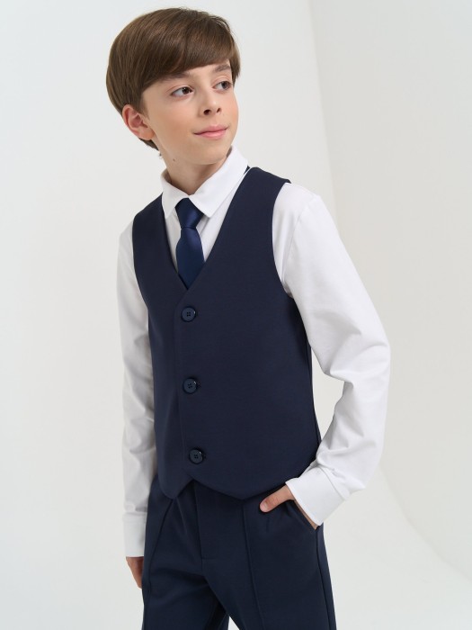 галстук с фиксатором "синий" от 8 до 12 лет с изнаночной стороны