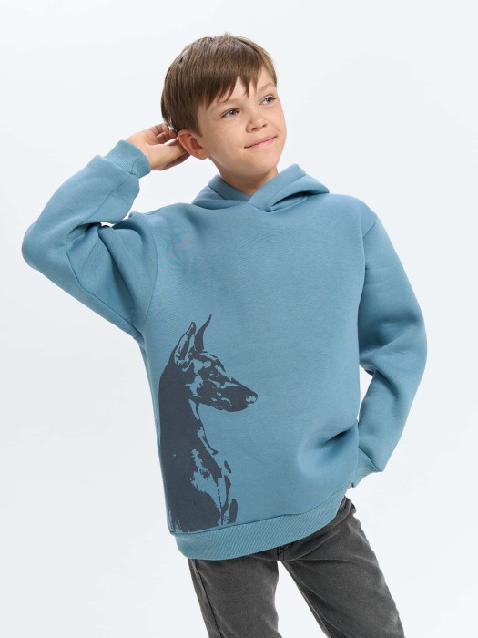 худи "деним" с принтом утепленное 7+ из россии вид сбоку