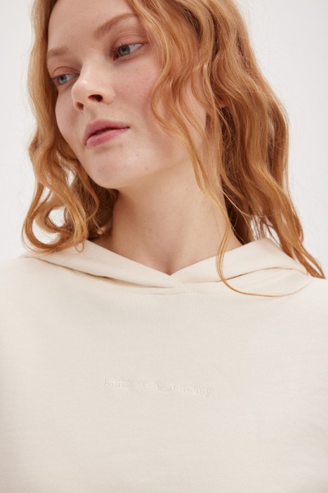 худи из 100% хлопка "лён" женское от бренда bungly вид слева