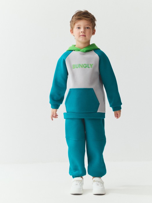 худи колор блок "изумруд" утепленное из россии вид сбоку