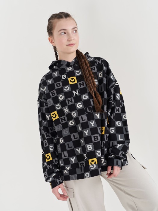 худи облегченное "банглимания" подростковое от бренда bungly вид слева