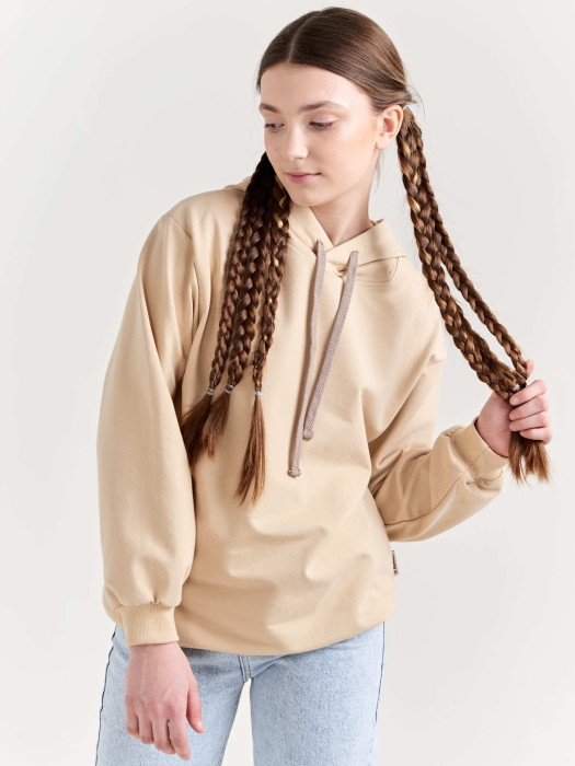 худи облегченное "беж" подростковое из россии вид сбоку