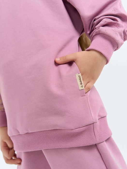 худи облегченное "орхидея" с вышивкой от 1 до 3 лет с изнаночной стороны