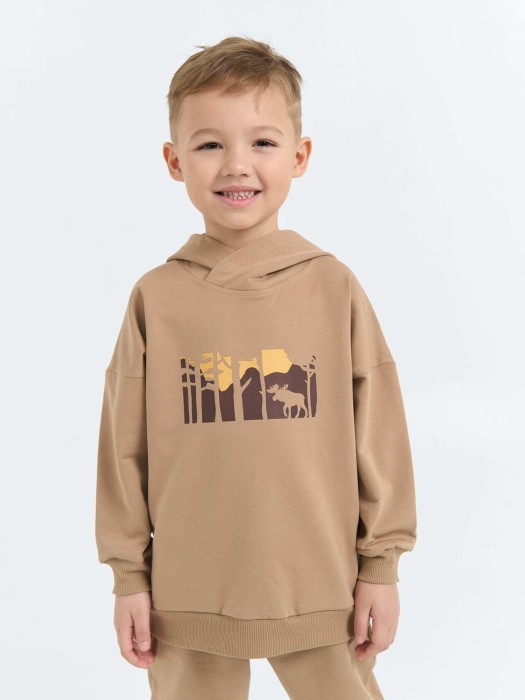 худи облегченное "песок" с вышивкой от бренда bungly вид слева