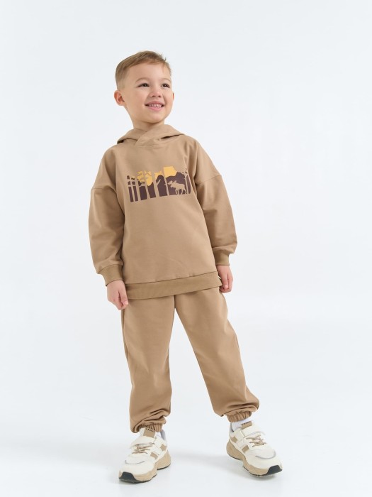 худи облегченное "песок" с вышивкой от 1 до 3 лет с изнаночной стороны