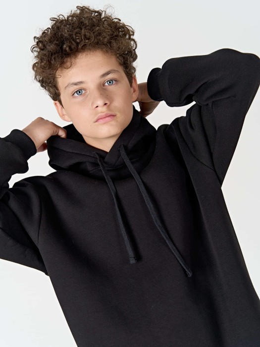 худи оверсайз "уголь" утепленное подростковое от бренда bungly вид слева