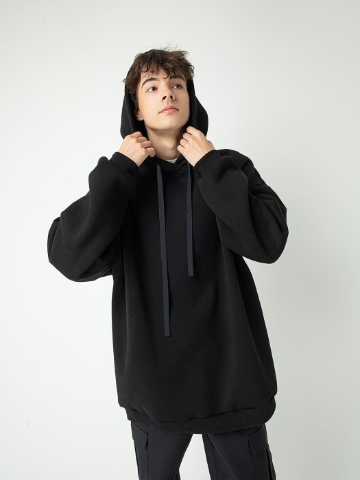 худи оверсайз "уголь" утепленное подростковое из россии вид сбоку
