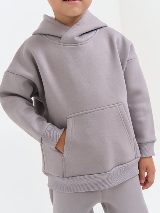 худи "пепел" утепленное повседневного стиля с лицевой стороны
