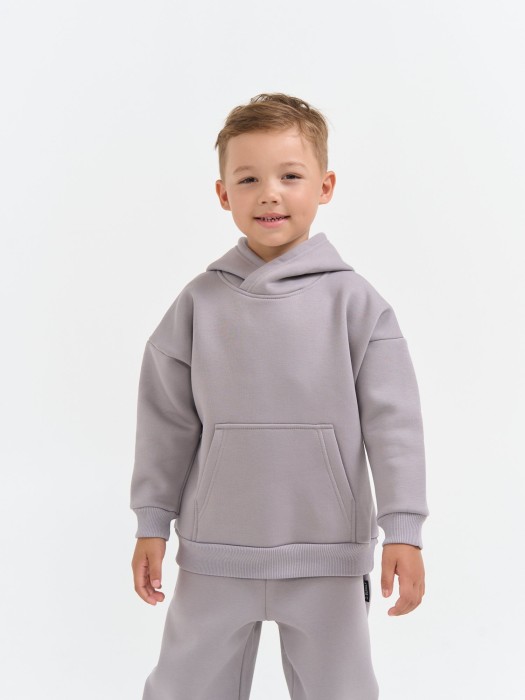 худи "пепел" утепленное от 1 до 3 лет с изнаночной стороны