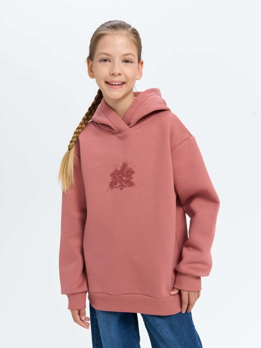 худи "пепельная роза" с принтом утепленное 7+ от бренда bungly вид слева