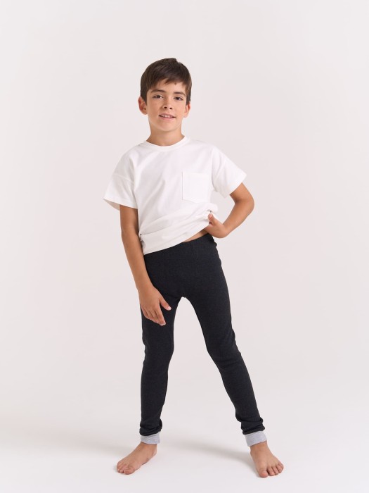 кальсоны из термополотна "черный меланж" 7+ с гульфиком от бренда bungly вид слева