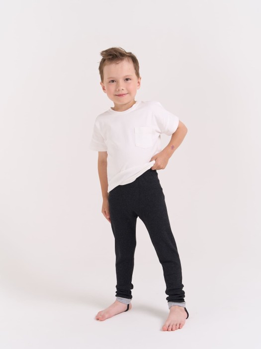 кальсоны из термополотна "черный меланж" с гульфиком от бренда bungly вид слева