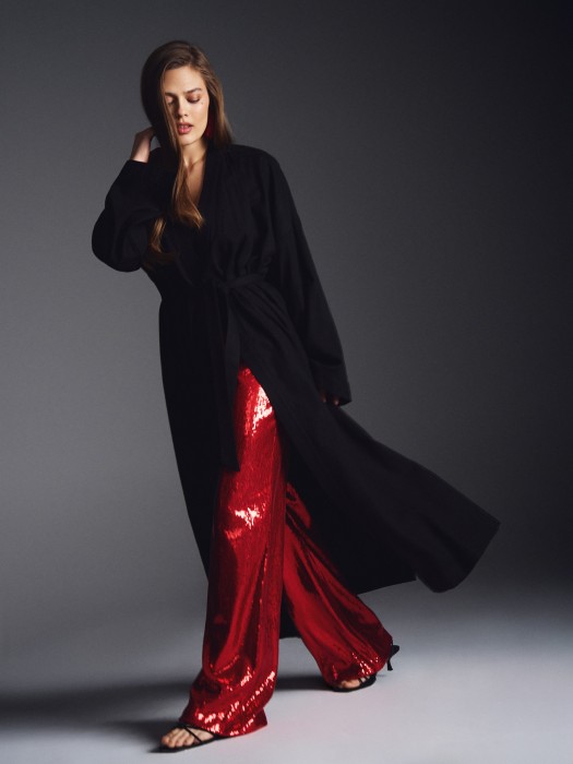 кимоно из смесового льна "черное" женское фотография