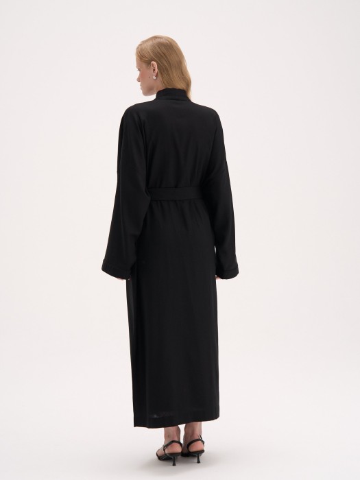кимоно из смесового льна "черное" женское по цене 6392 руб вид справа