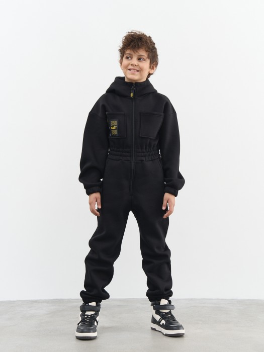 комбинезон c капюшоном "уголь" подростковый от бренда bungly вид слева