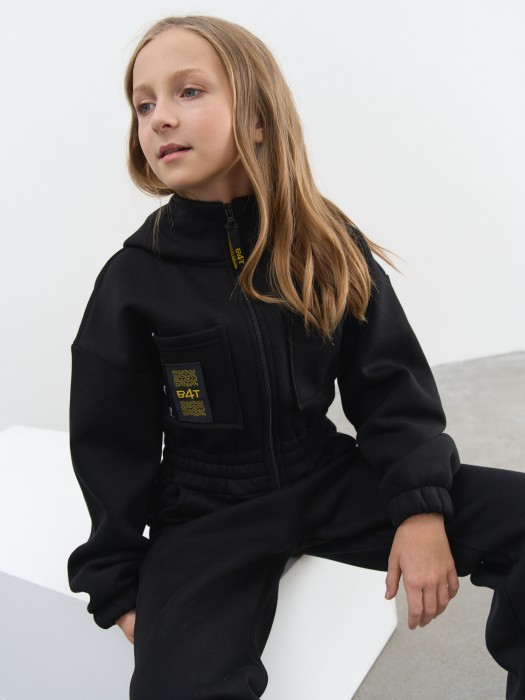 комбинезон c капюшоном "уголь" подростковый универсального стиля с лицевой стороны