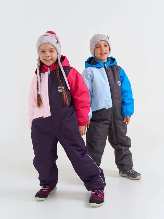 комбинезон демисезонный колор блок "аметист" из проверенных материалов спереди