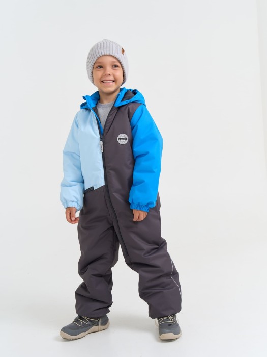 комбинезон демисезонный колор блок "гранит" из проверенных материалов спереди