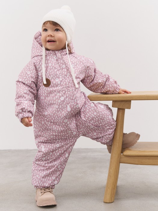 комбинезон демисезонный мембранный "солнечные зайчики - розовый" 0+ от 1 до 3 лет с изнаночной стороны