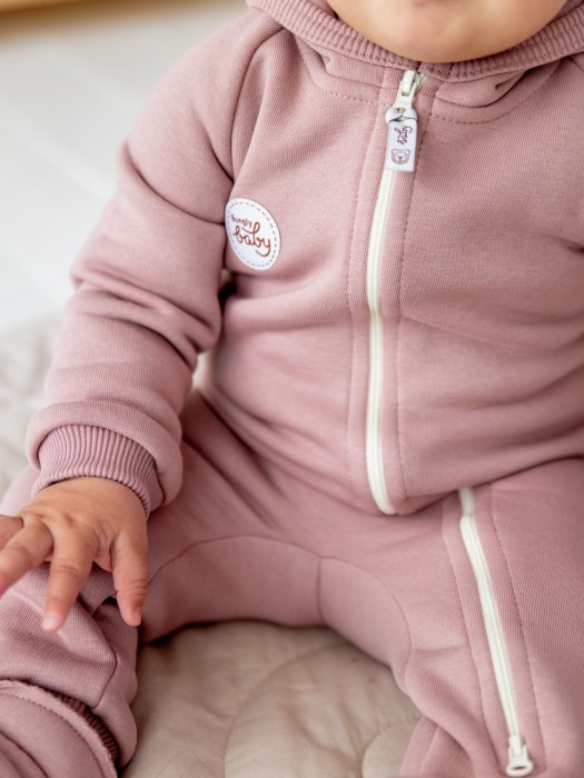 комбинезон "дымчатая роза" утепленный 0+ из проверенных материалов спереди