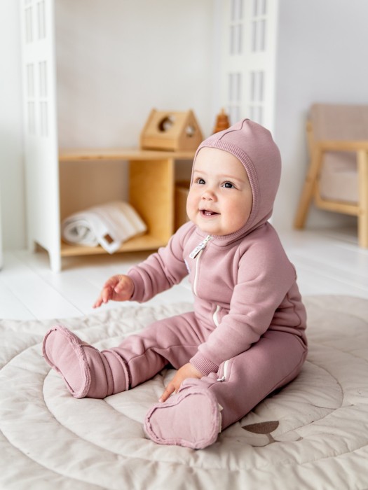 комбинезон "дымчатая роза" утепленный 0+ от 1 до 3 лет с изнаночной стороны