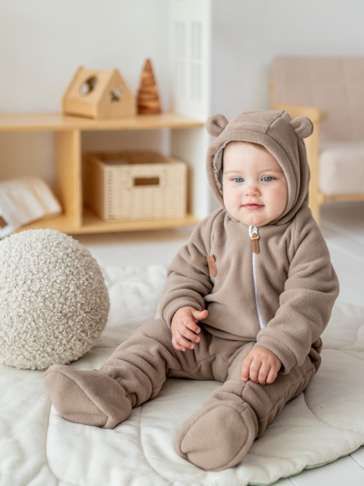 комбинезон флисовый "кокос" 0+ универсального стиля с лицевой стороны