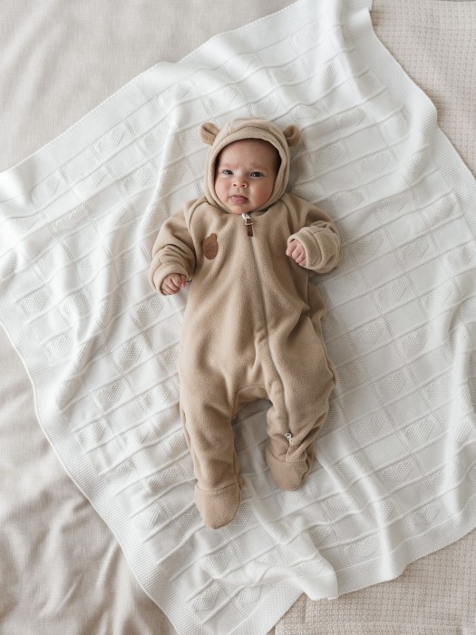 комбинезон флисовый с закрытой ножкой "беж" 0+ фотография