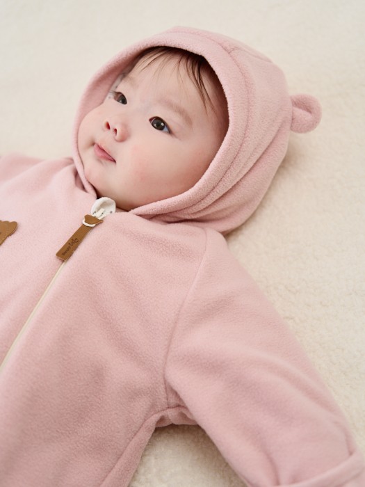 комбинезон флисовый с закрытой ножкой "роза" 0+ из флиса спереди