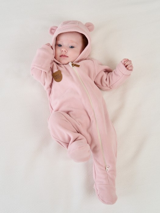 комбинезон флисовый с закрытой ножкой "роза" 0+ универсального стиля с лицевой стороны