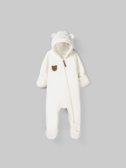 комбинезон флисовый с закрытой ножкой "сливки" 0+ от бренда bungly вид слева