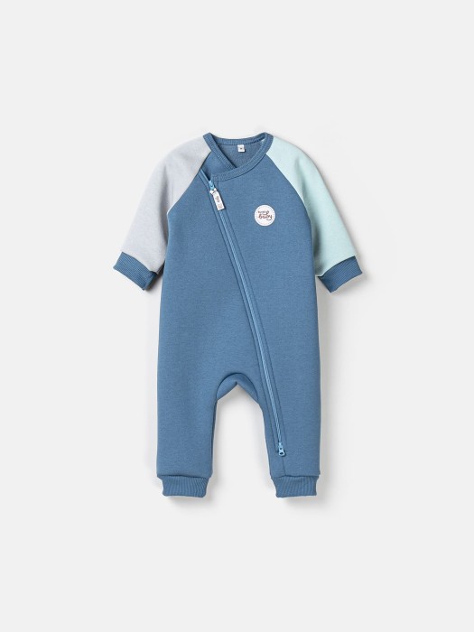 комбинезон-косуха колор блок "деним" утепленный 0+ фотография