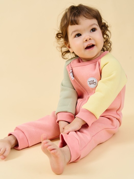 комбинезон-косуха колор блок "персик" утепленный 0+ фотография