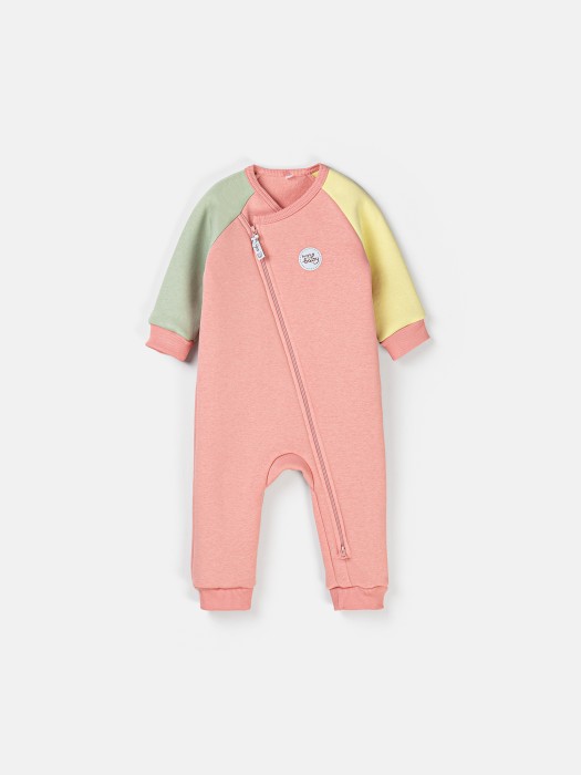 комбинезон-косуха колор блок "персик" утепленный 0+ от бренда bungly вид слева