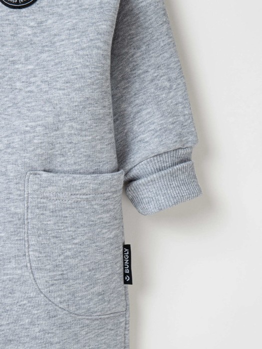 комбинезон-косуха с капюшоном "серый меланж" утепленный по цене 4199 руб вид справа