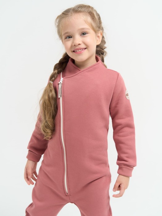 комбинезон-косуха с клапаном "пепельная роза" утепленный универсального стиля с лицевой стороны