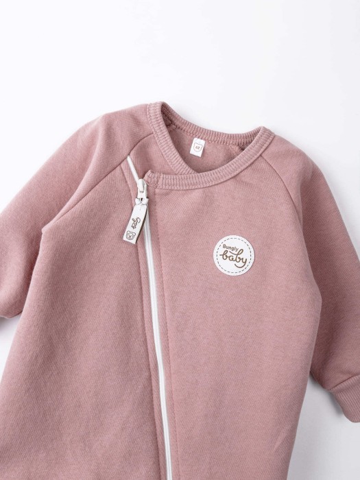 комбинезон-косуха с закрытой ножкой "дымчатая роза" утепленный 0+ из россии вид сбоку