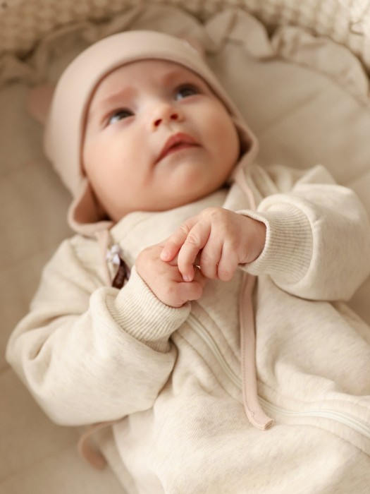 комбинезон-косуха с закрытой ножкой "ванильный пудинг" утепленный 0+ от 0 до 12 мес с изнаночной стороны