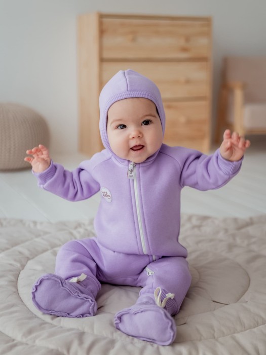 комбинезон "лаванда" утепленный 0+ универсального стиля с лицевой стороны