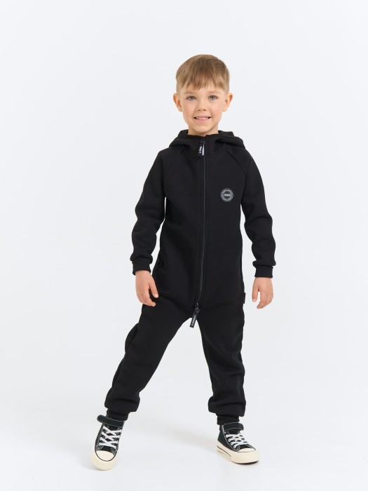 комбинезон с капюшоном и карманами "уголь" утепленный от бренда bungly вид слева