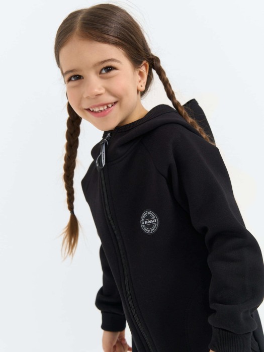 комбинезон с капюшоном и карманами "уголь" утепленный классического стиля с лицевой стороны