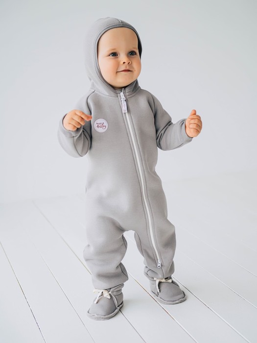 комбинезон с капюшоном "пепел" утепленный 0+ фотография