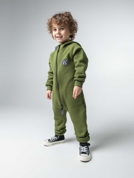 комбинезон с карманами "хаки" утепленный от бренда bungly вид слева