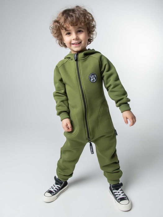 комбинезон с карманами "хаки" утепленный активного стиля с лицевой стороны