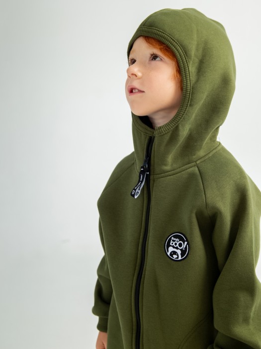 комбинезон с карманами "хаки" утепленный от 1 до 3 лет с изнаночной стороны