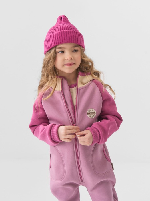 комбинезон с карманами колор блок "орхидея" утепленный из проверенных материалов спереди