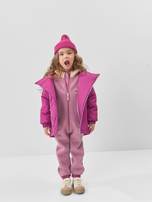комбинезон с карманами колор блок "орхидея" утепленный активного стиля с лицевой стороны